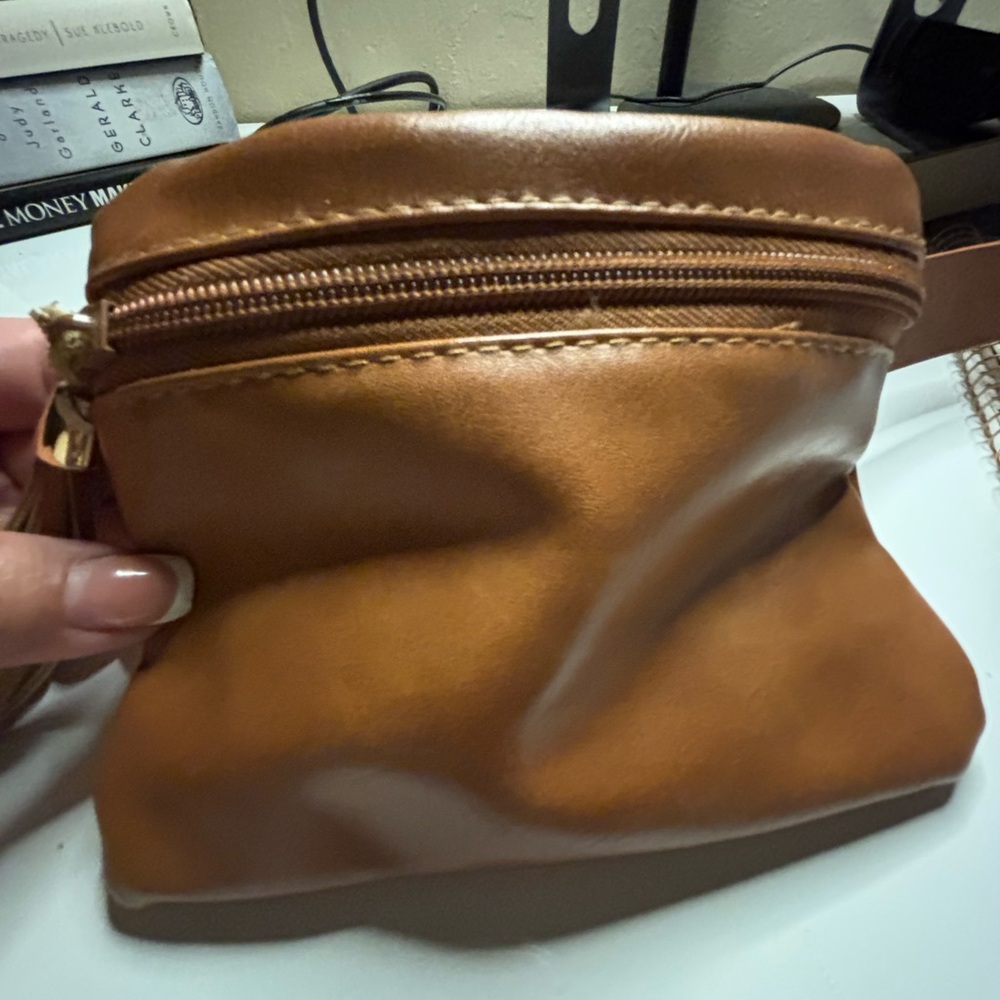 Nine West Cognac Belt Bag Smooth Man Made Leather Travel Essential